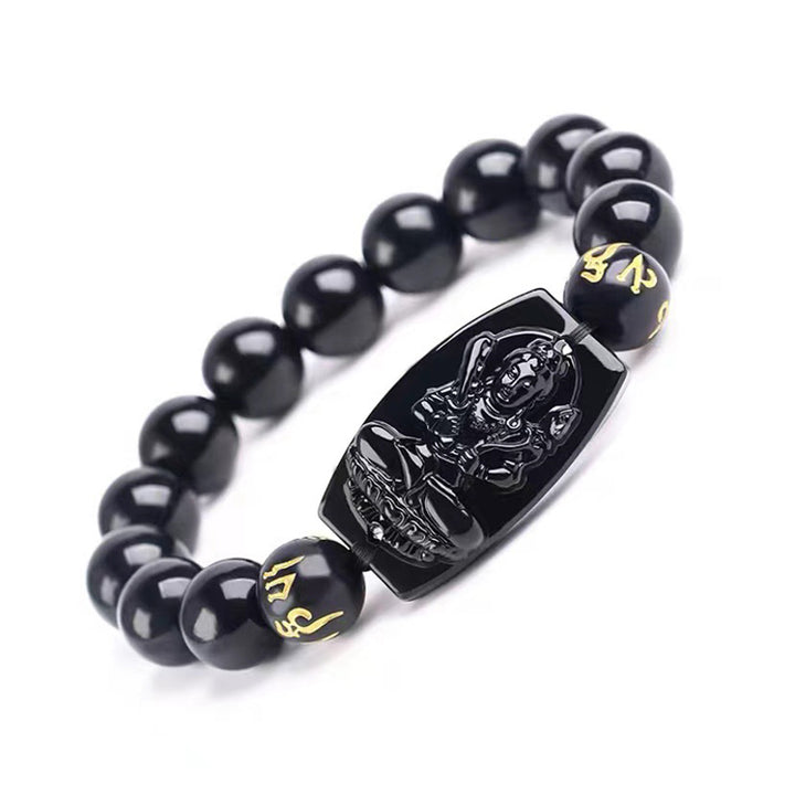 Bracelet de protection en obsidienne avec Buddha Stones et signe du zodiaque chinois