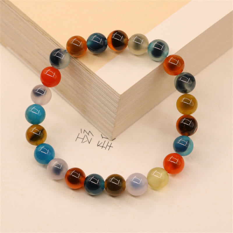 Bracelet de perles de guérison en agate bonbon colorée
