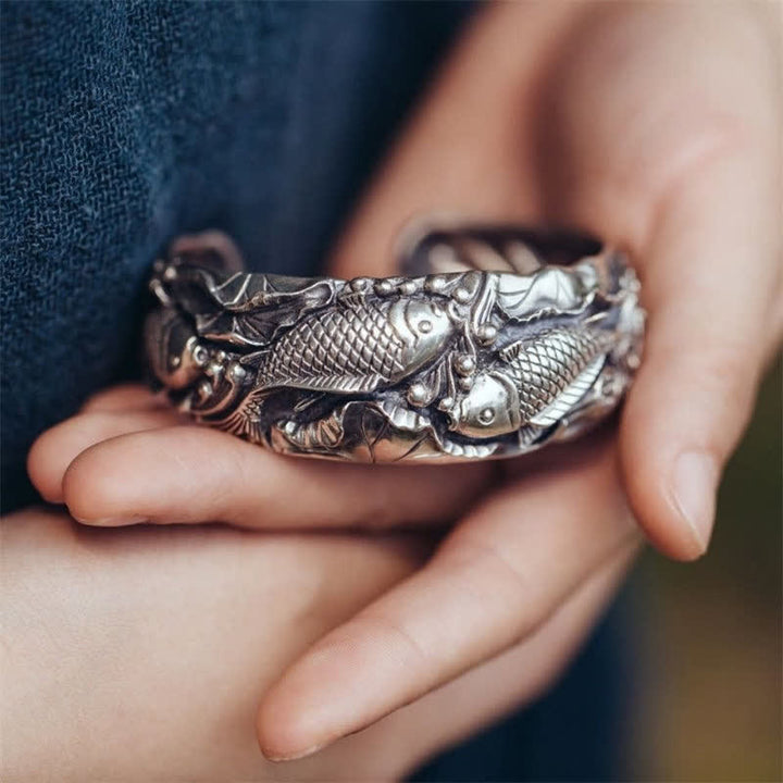 Buddha Stones Buddha Stones Poisson Koi Lotus Bracelet Chance Richesse