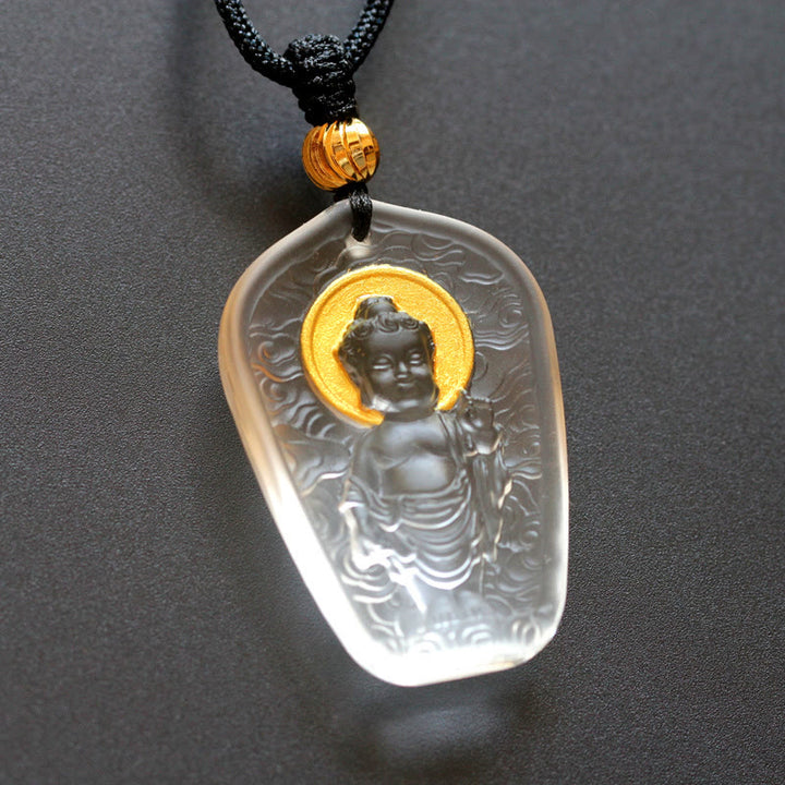 Collier avec pendentif en cristal de sérénité Bouddha Buddha Stones Liuli - Lumière du Bouddha Blanc - image 5