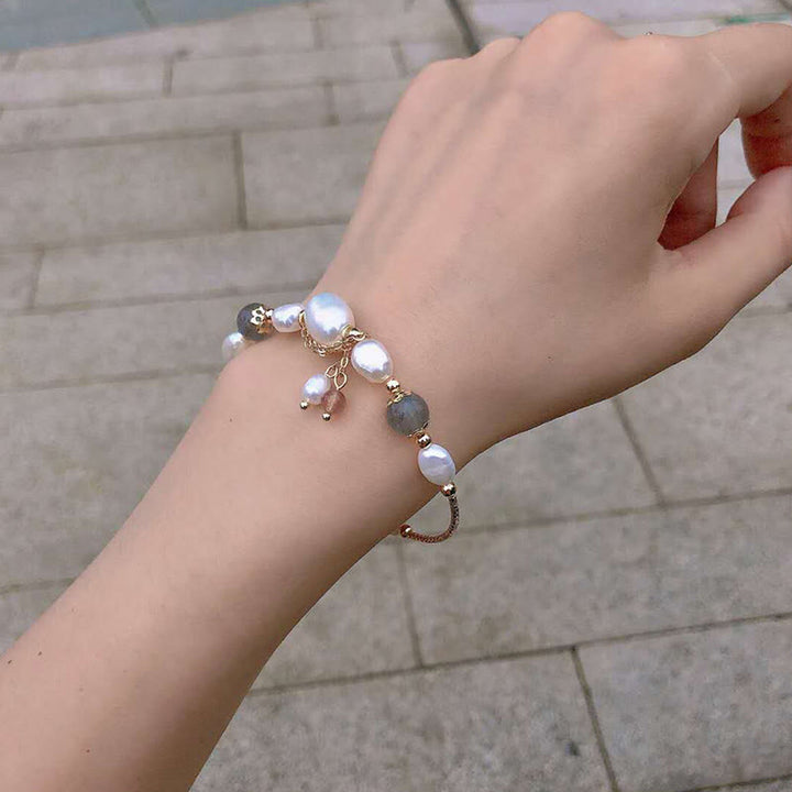 Bracelet d'optimisme en perles de quartz fraise et pierre de lune Buddha Stones - image 6
