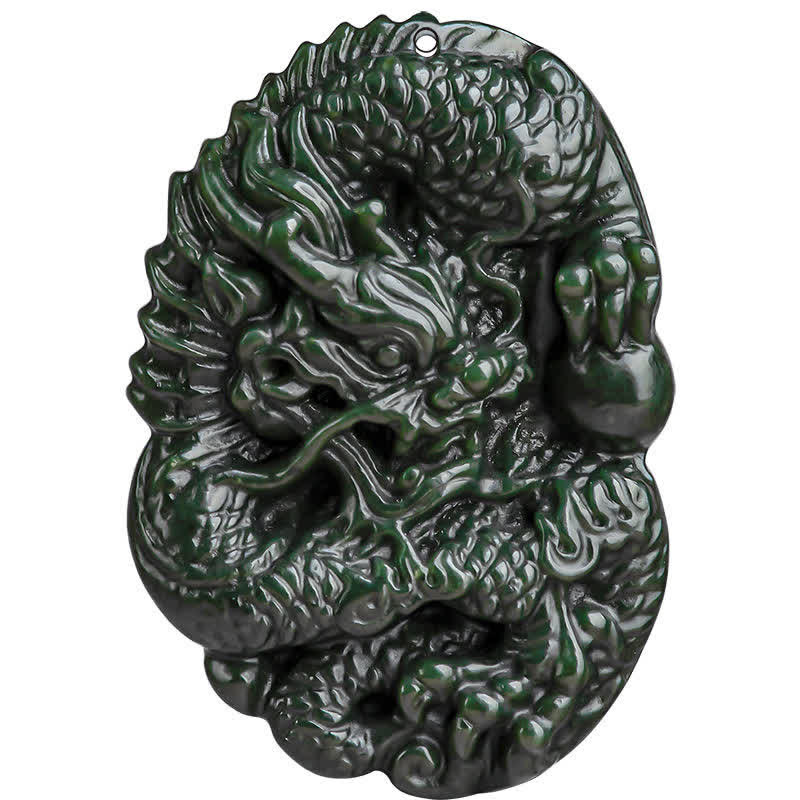 Collier avec pendentif en Buddha Stones Hetian Cyan Jade Dragon Success Harmony - image 12