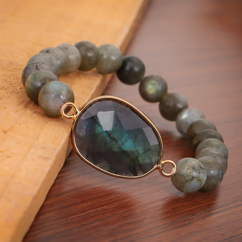Bracelet de perles de guérison en pierre de lune et labradorite naturelle de Buddha Stones - image 5