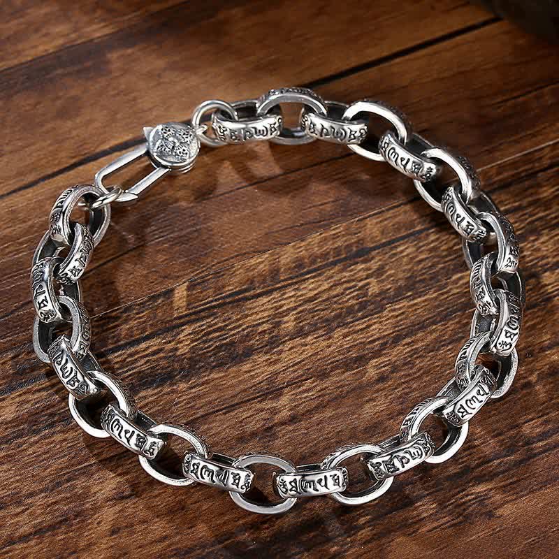 Bracelet jonc en argent sterling 925 Buddha Stones et gravure Om Mani Padme Hum