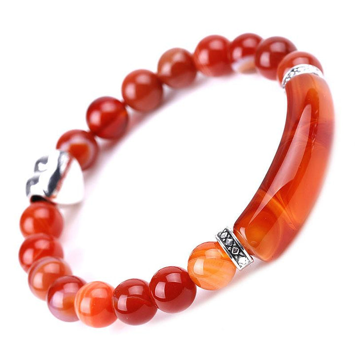 Bracelet unisexe en forme de cœur avec perles en cristal naturel
