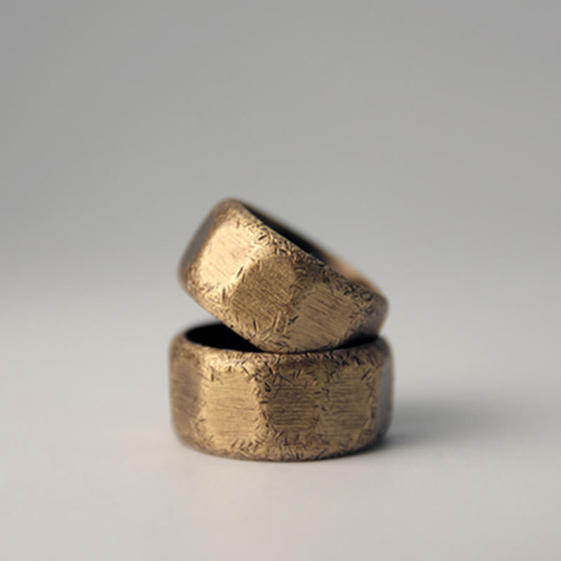 Bague de richesse tibétaine en cuivre et laiton givré au design simple - image 10