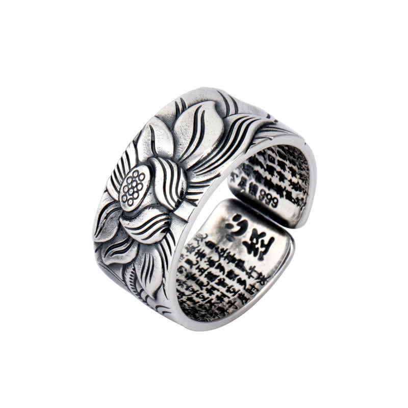 Bague de protection Sutra du cœur en argent sterling 999 Buddha Stones - image 9
