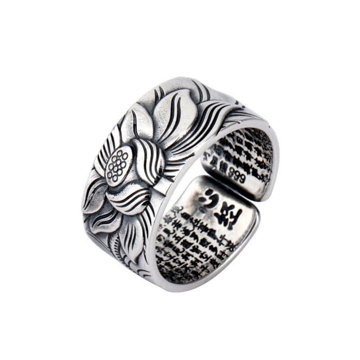 Bague de protection Sutra du cœur en argent sterling 999 Buddha Stones - image 9