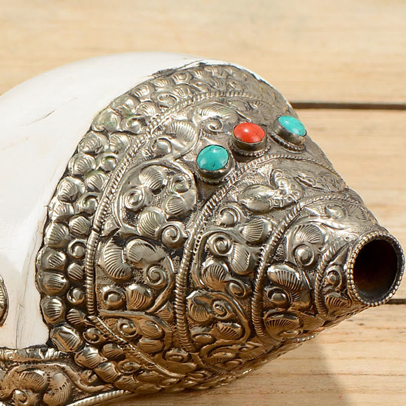 Coquillage de conque tibétain naturel Shankha, décoration porte-bonheur pour la maison - image 6