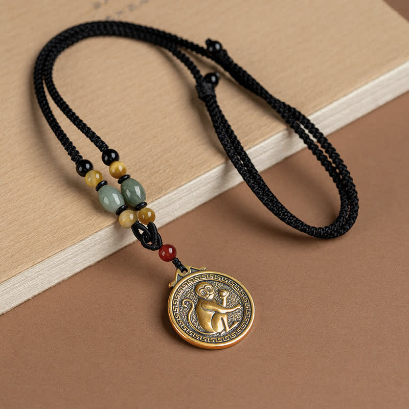 Collier avec pendentif et 12 bénédictions du zodiaque chinois - Singe - image 21