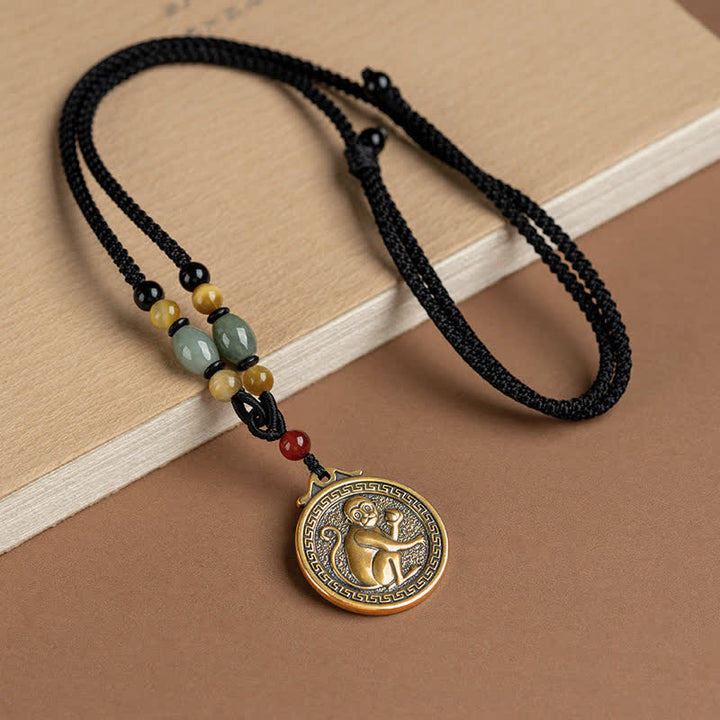 Collier avec pendentif et 12 bénédictions du zodiaque chinois - Singe - image 21