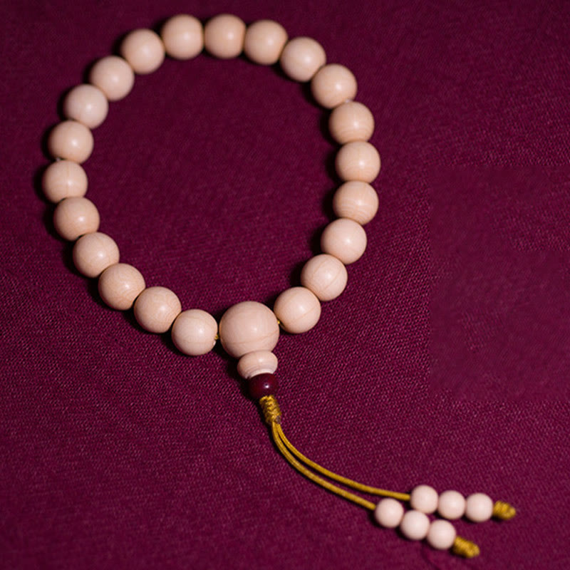 Bracelet Mala en bois d'Abelia Biflora naturel Buddha Stones et bénédiction