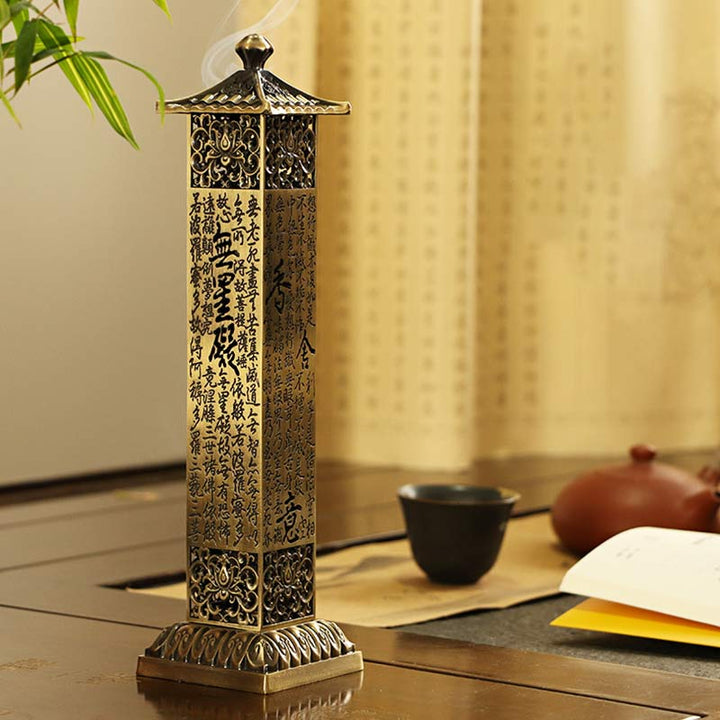 Porte-encens en alliage Heart Sutra Brûleur d'encens de guérison pour décoration de la maison
