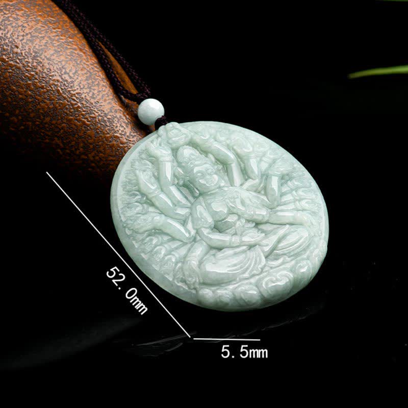 Collier pendentif en jade à mille mains Kwan Yin Avalokitesvara