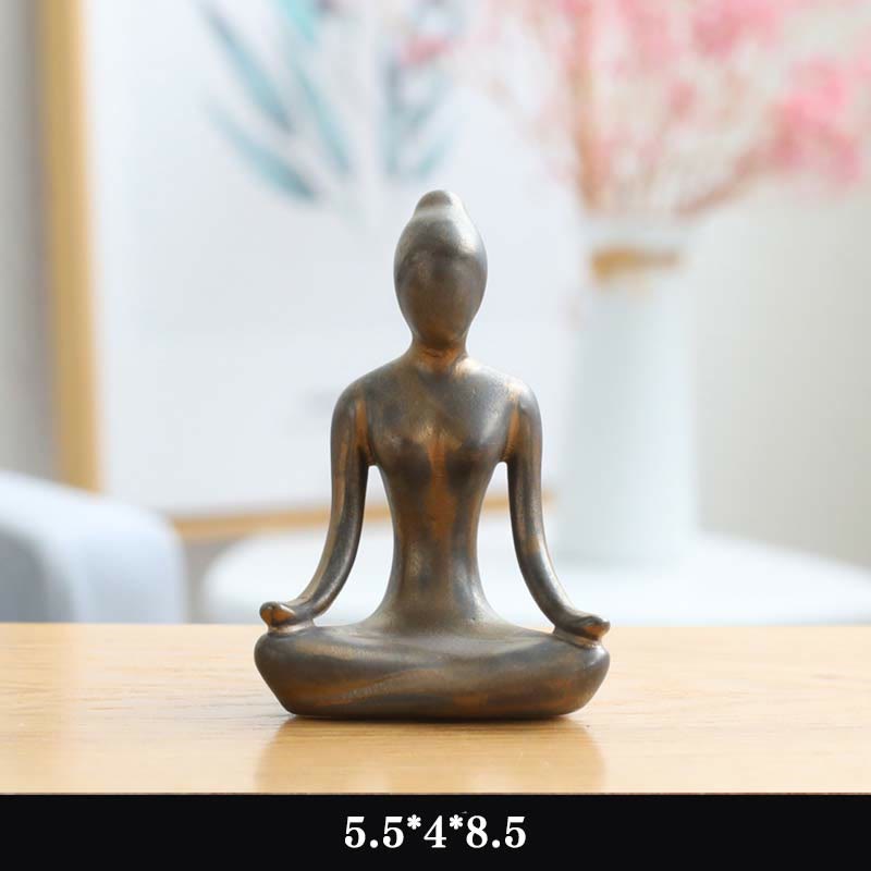 Exercice de méditation de yoga abstrait Céramique Figurine spirituelle Sculpture Décoration - Or - Méditation - image 8