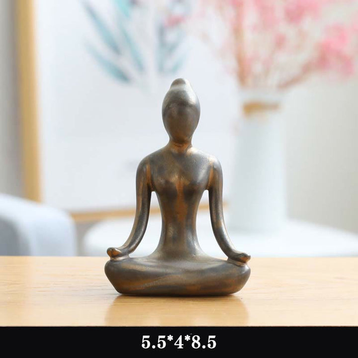 Exercice de méditation de yoga abstrait Céramique Figurine spirituelle Sculpture Décoration - Or - Méditation - image 8