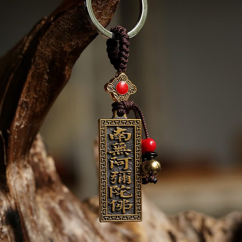 Porte-clés avec bénédiction de la paix Namo Amitabha