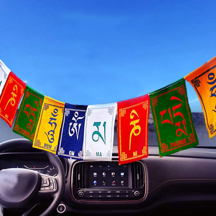 Drapeau de prière tibétain Om Mani Padme Hum pour voiture extérieure - image 20