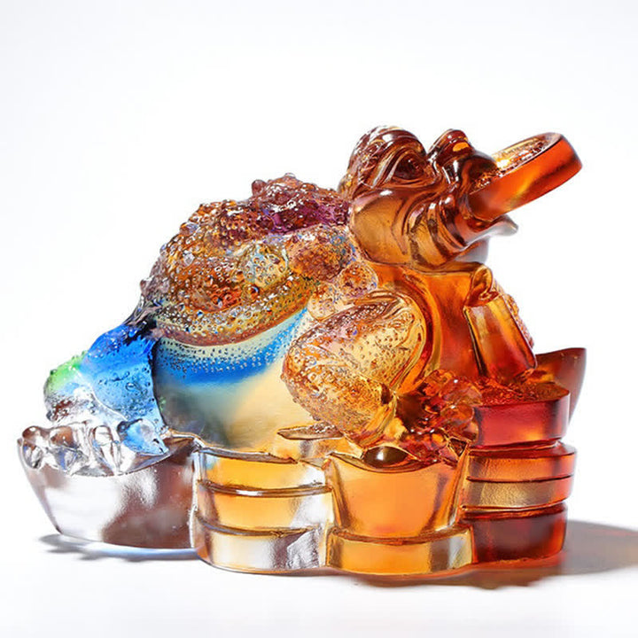 Grenouille Feng Shui Pièce d'art en cristal Liuli faite à la main Décoration de bureau à domicile Richesse