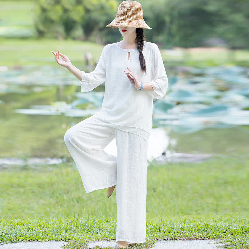 Ensemble de vêtements pour femme Tai Chi Méditation Prière Zen Spirituel Matin Pratique - image 2
