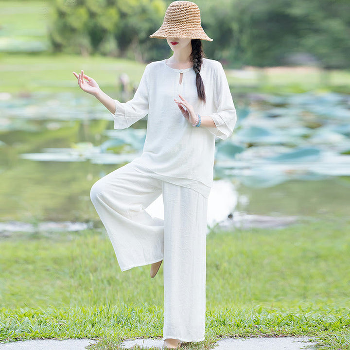 Ensemble de vêtements pour femme Tai Chi Méditation Prière Zen Spirituel Matin Pratique - image 2