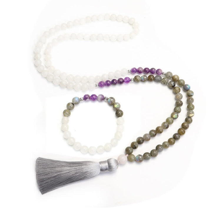Bracelet de protection en pierre noire pailletée avec 108 Buddha Stones