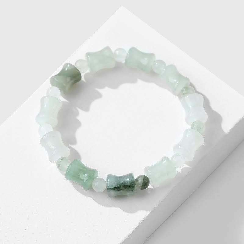 Bracelet porte-bonheur en jade et coquille de noix de coco Buddha Stones et motif bambou