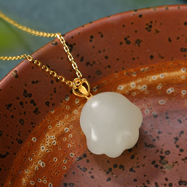 Collier avec pendentif porte-bonheur en argent sterling 925 et jade blanc Hetian en forme de patte de chat mignon - image 4