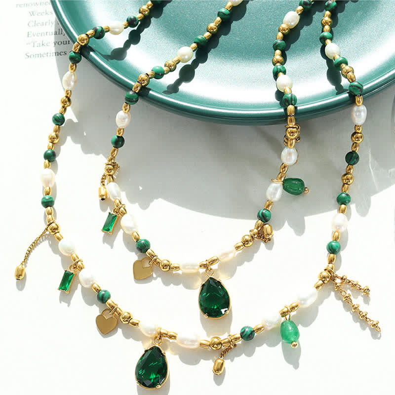 Collier pendentif calme en perles de zircon turquoise