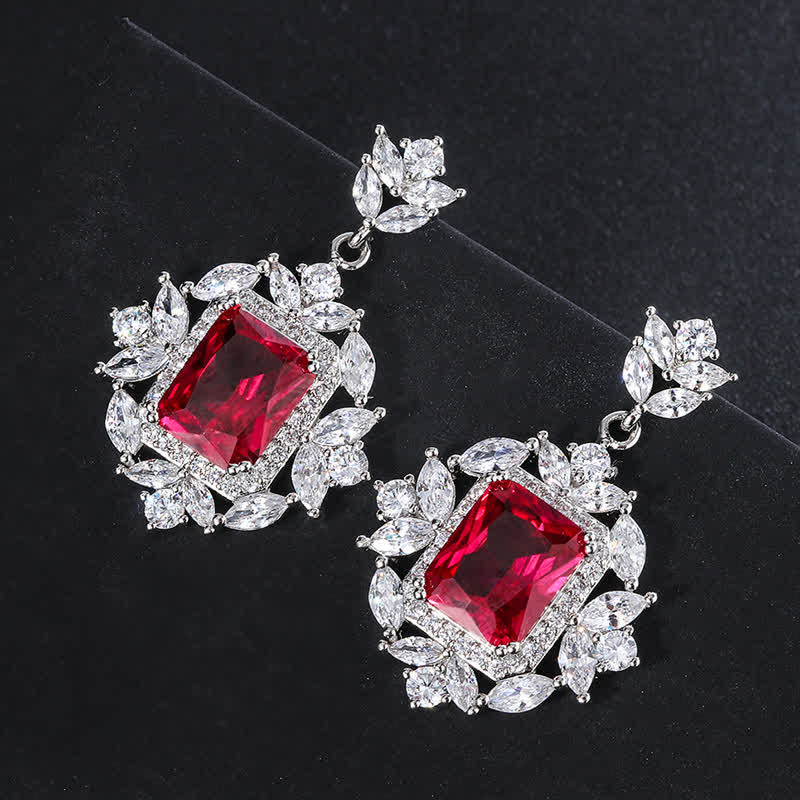 Buddha Stones Cristal d'émeraude Corindon rouge Confiance Courage Bague Boucles d'oreilles Collier Pendentif