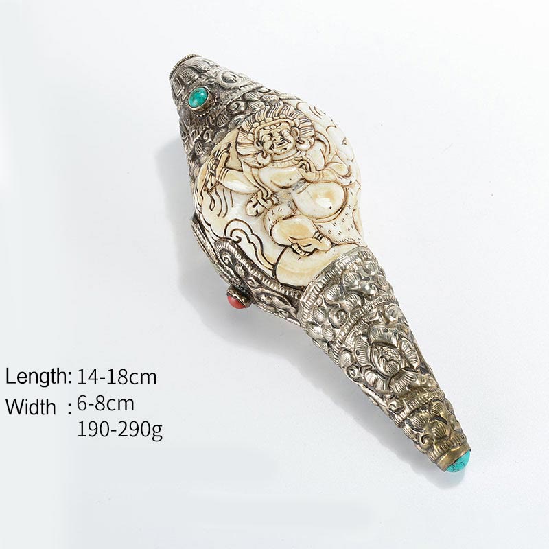 Coquillage de Bouddha Shankha gravé à la main tibétain, décoration positive de richesse - Vajrapani - image 12