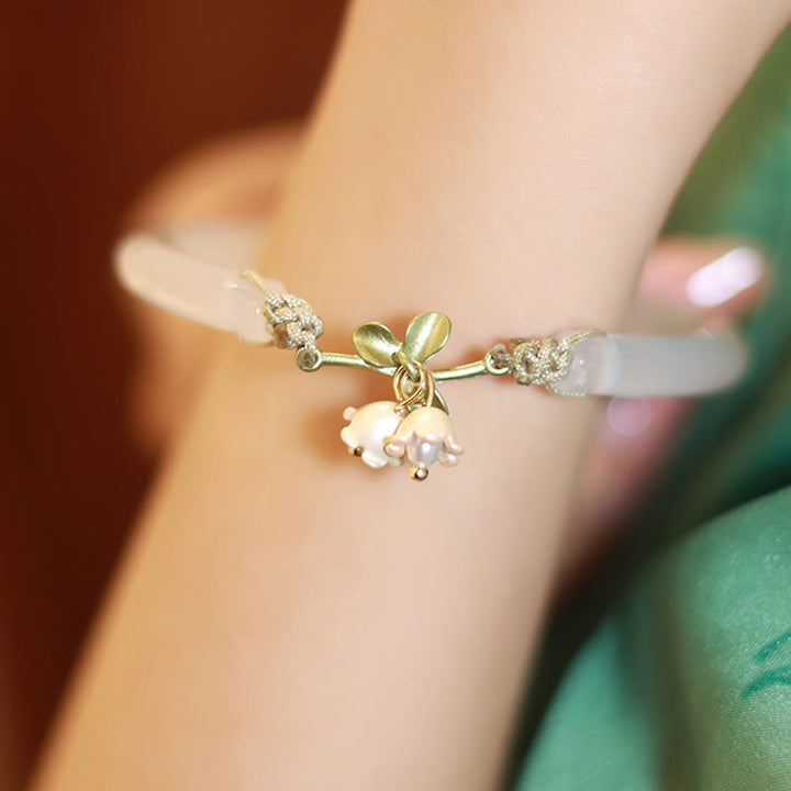 Bracelet jonc de force et de bonheur avec fleur de muguet