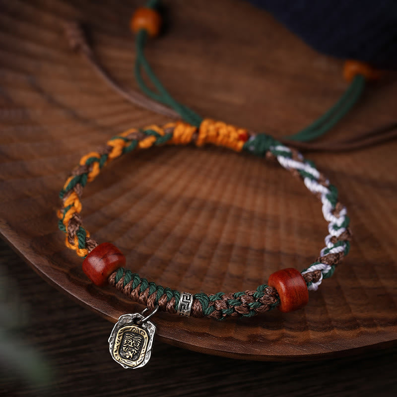 Bracelet tressé en os de chameau fait main en argent tibétain 925 avec pierres de Buddha Stones , déesse de la richesse, Zakiram