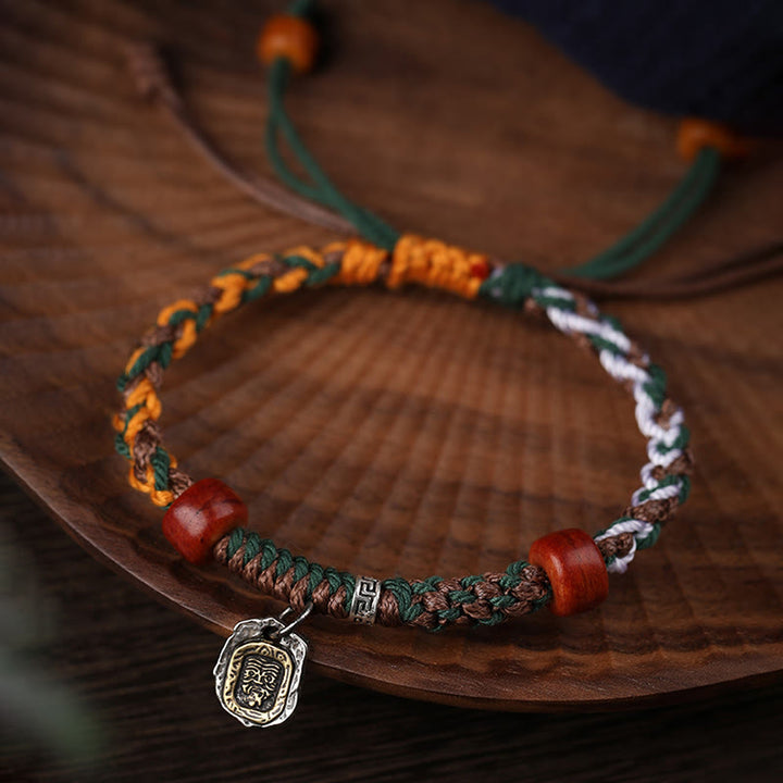 Bracelet tressé en os de chameau fait main en argent tibétain 925 avec pierres de Buddha Stones , déesse de la richesse, Zakiram