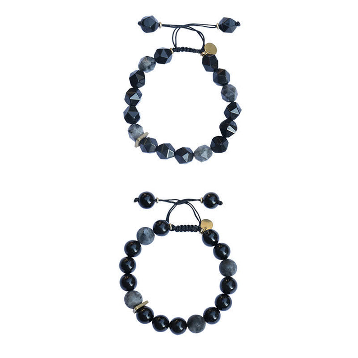 Bracelet de purification en pierre noire pailletée en obsidienne noire