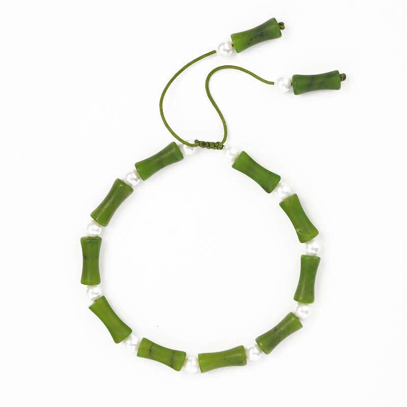 Bracelet en Buddha Stones avec motif bambou et péridot naturel