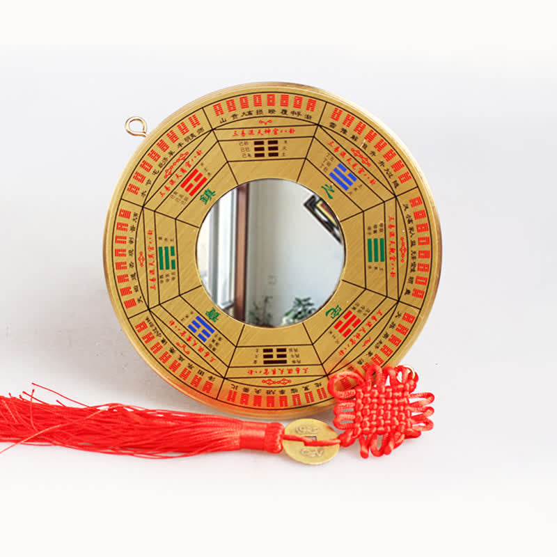 Carte Feng Shui Bagua Pièce de cuivre Nœud chinois Carte énergétique d'équilibre - 16 cm - Carte des Neuf Palais de Bagua - Miroir convexe - image 13