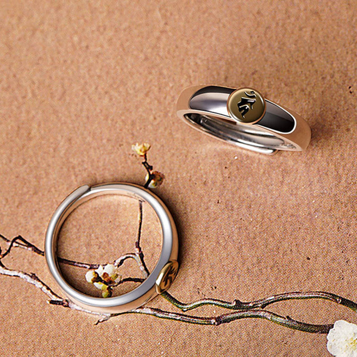 Buddha Stones tibétaines Om Mani Padme Hum sculptées zodiaque chinois Natal Bouddha Bague de paix