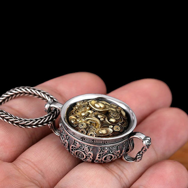 Collier pendentif en lingots de cuivre avec bol au trésor en Buddha Stones