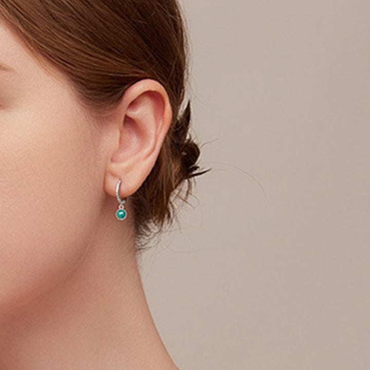 Boucles d'oreilles pendantes anti-anxiété en argent sterling 925 avec malachite ronde - image 4