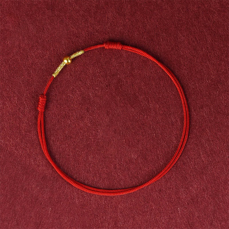 Bracelet de cheville en corde tressée avec perles dorées en argent sterling 925 et Buddha Stones
