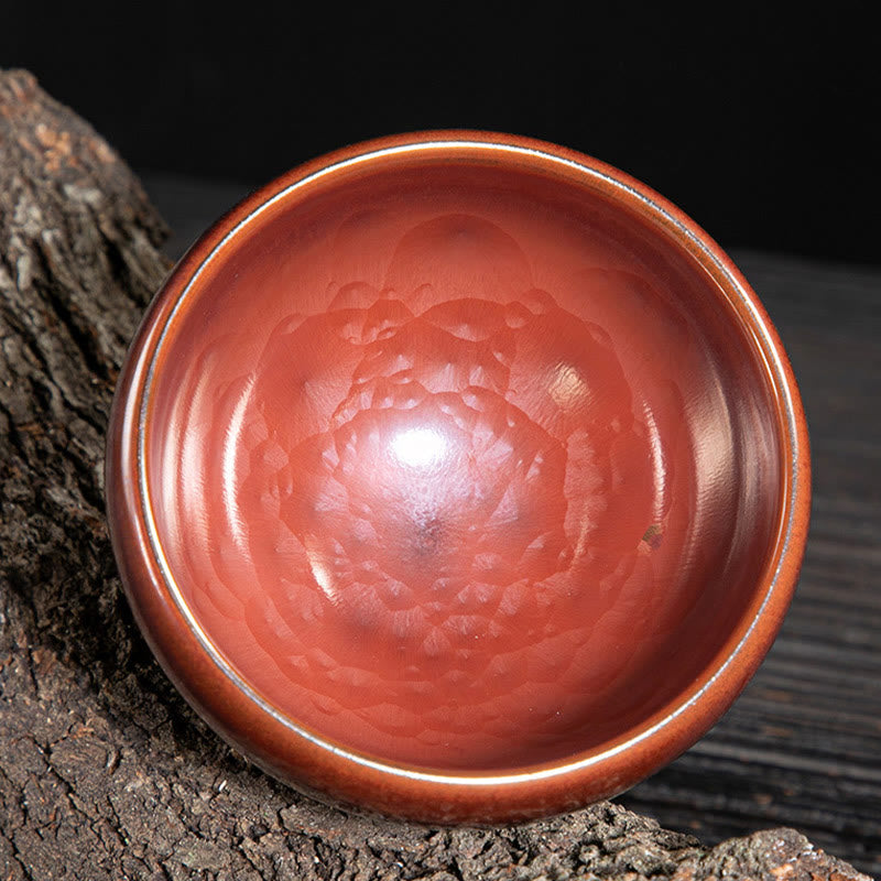 Tasse à thé en céramique faite à la main avec Buddha Stones, motif de lotus chinois Jianzhan, tasse à thé Kung Fu