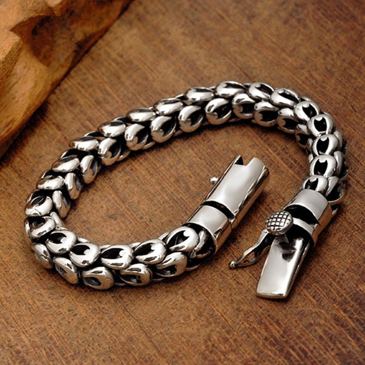 Bracelet de force et de succès à motif d'écailles de dragon rétro Buddha Stones
