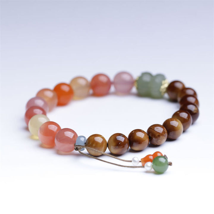 Bracelet de protection de richesse en jade Hetian et agate Yanyuan en graines de Kuka et Buddha Stones