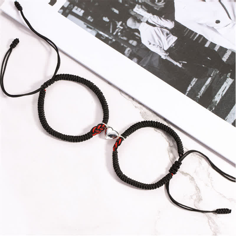 Bracelet tibétain en corde avec protection et nœud chinois porte-bonheur, lot de 2 Buddha Stones