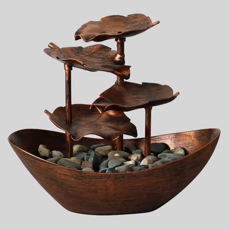 Fontaine cascade en forme de feuille de lotus , Buddha Stones, ornements de table avec lumière LED, décoration de bureau pour la maison - image 12