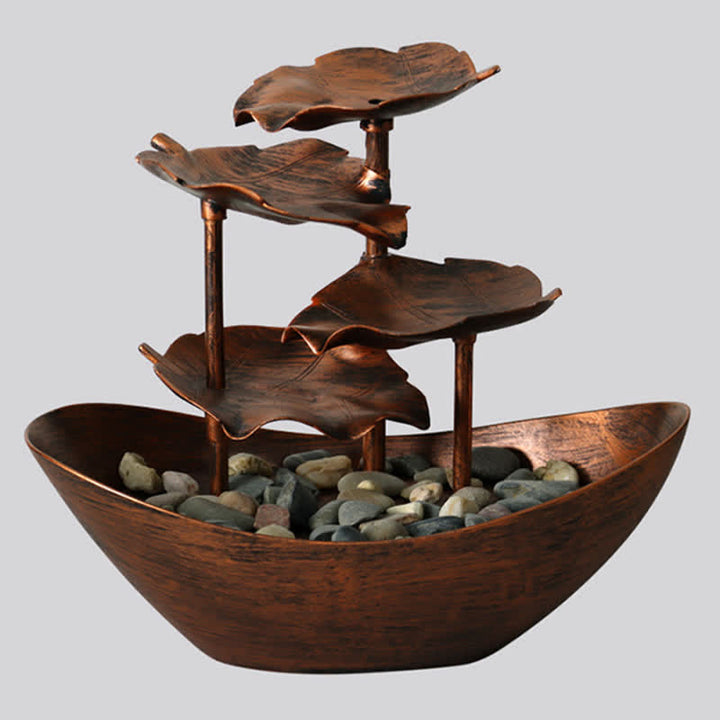 Fontaine cascade en forme de feuille de lotus , Buddha Stones, ornements de table avec lumière LED, décoration de bureau pour la maison - image 12