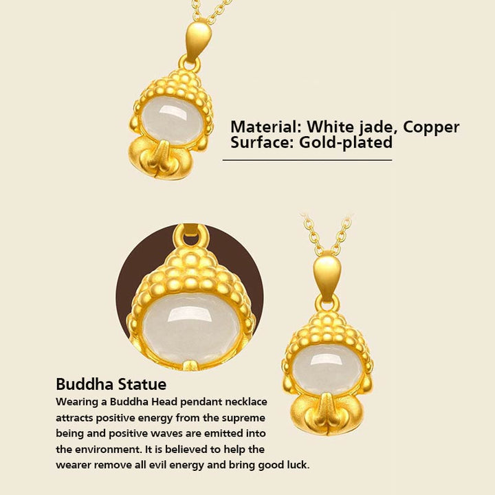 Collier avec pendentif Bouddha en jade blanc et succès - image 5