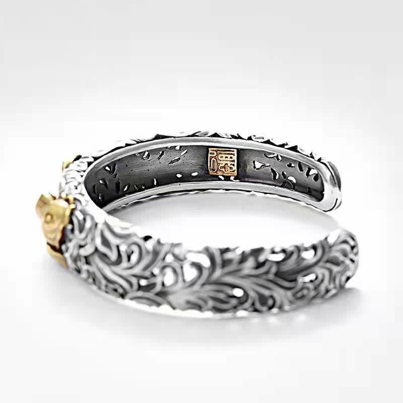 Bracelet de prospérité et de richesse avec motif de poisson Koi et d'herbe de Buddha Stones