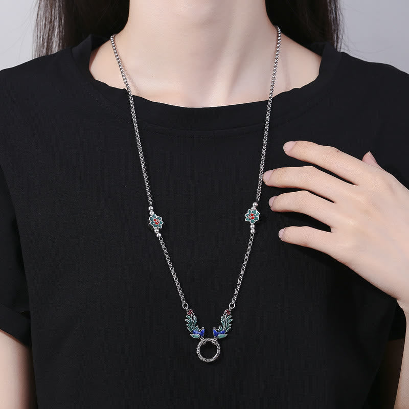 Collier avec pendentif en Buddha Stones, phénix, fleur de lotus, protection de la chance - image 4
